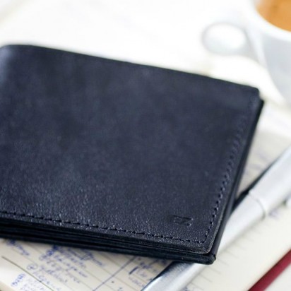 Раскладной кошелек кожаный Slim черный