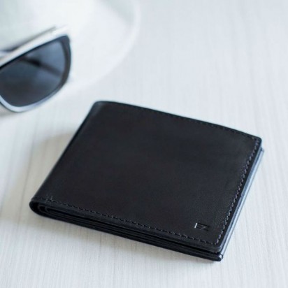 Раскладной кошелек кожаный Slim черный