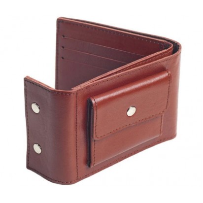 Раскладной кошелек кожаный TRAVEL коричневый