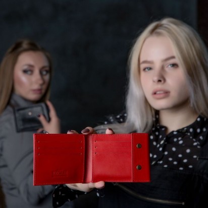 Раскладной кошелек кожаный TRAVEL красный