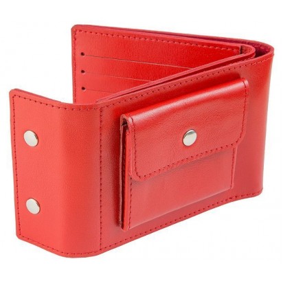 Раскладной кошелек кожаный TRAVEL красный