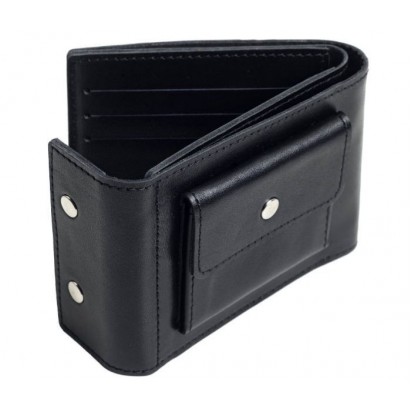 Раскладной кошелек кожаный TRAVEL черный