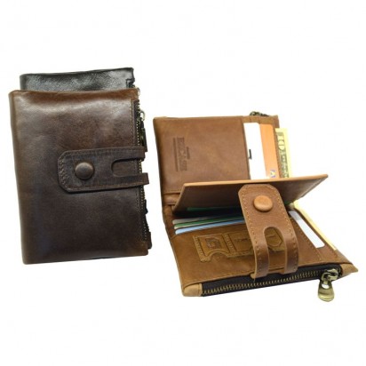 Раскладной кошелек кожаный HERACLIUS коричневый K24