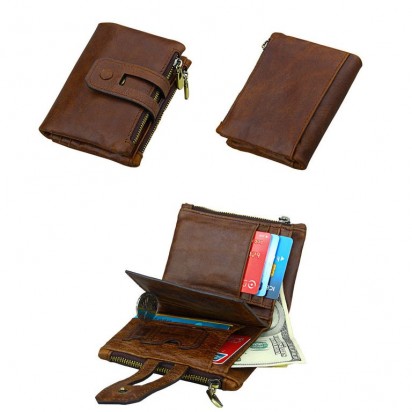 Раскладной кошелек кожаный HERACLIUS коричневый K24