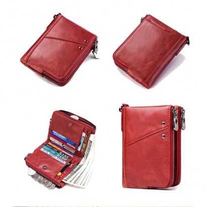 Раскладной кошелек кожаный LYCURGUS красный