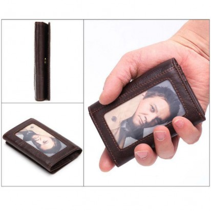 Раскладной кожаный мини-кошелек NEOCL коричневый K21