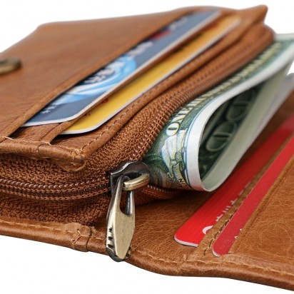 Раскладной кожаный мини-кошелек NEOCL песочный K21