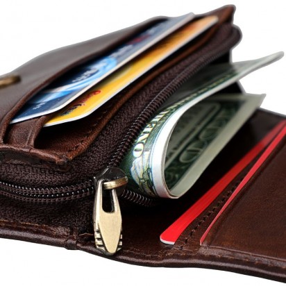 Раскладной кожаный мини-кошелек NEOCL коричневый K21