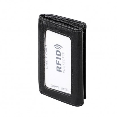 Раскладной кожаный мини-кошелек NEOCL чёрный K21