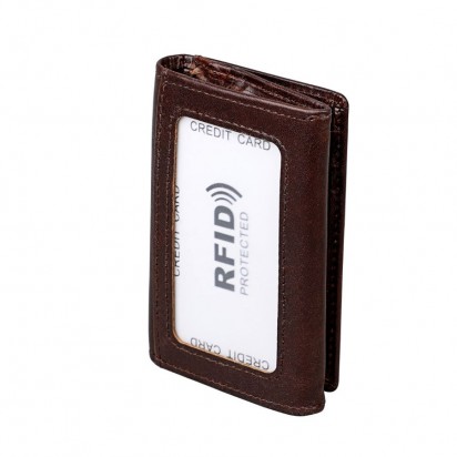 Раскладной кожаный мини-кошелек NEOCL коричневый K21