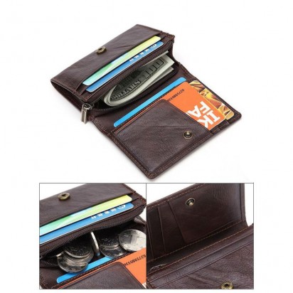 Раскладной кожаный мини-кошелек NEOCL коричневый K21