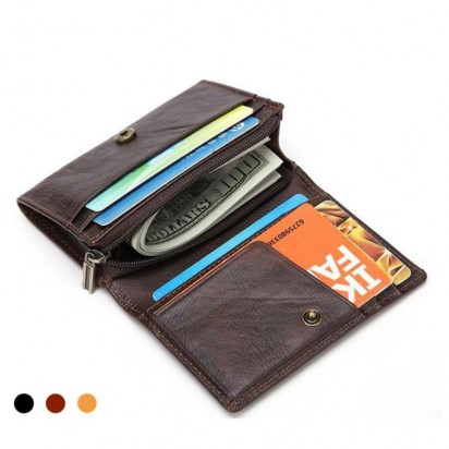 Раскладной кожаный мини-кошелек NEOCL коричневый K21