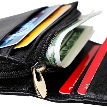 Раскладной кожаный мини-кошелек NEOCL чёрный K21