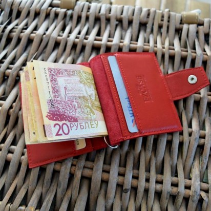 Зажим для денег кожаный MINI красный Арт. C17.4