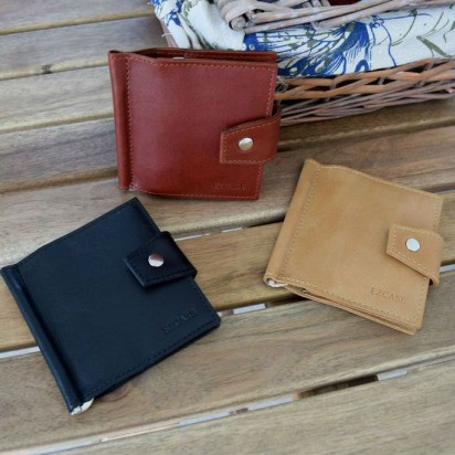 Зажим для денег кожаный MINI коричневый Арт. C17.4