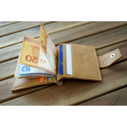 Зажим для денег кожаный MINI песочный Арт. C17.4