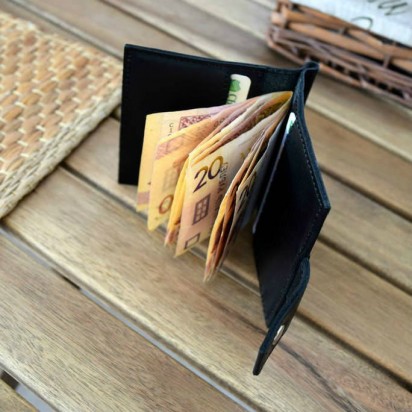 Зажим для денег кожаный MINI черный Арт. C17.4