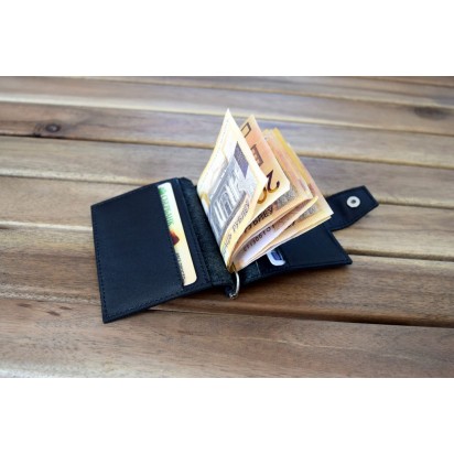 Зажим для денег кожаный MINI черный Арт. C17.4