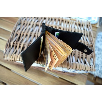 Зажим для денег кожаный MINI черный Арт. C17.4