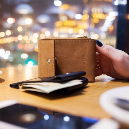 Зажим для денег кожаный DUO песочный Арт. C17.2