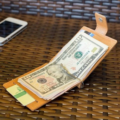 Зажим для денег кожаный Standart песочный Арт. C17.1