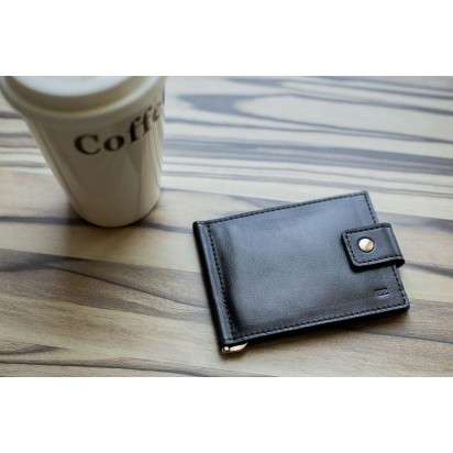 Зажим для денег кожаный Standart черный Арт. C17.1