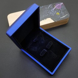 Футляр для бижутерии подарочный синего цвета с подсветкой артикул FB009