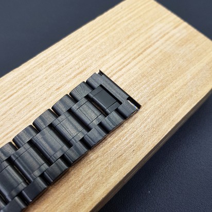 Браслет стальной черного цвета с гравировкой "Орнамент" для часов с креплениями 22 мм артикул L001-22