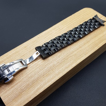 Браслет стальной черного цвета для наручных часов 16 мм CRW466-16