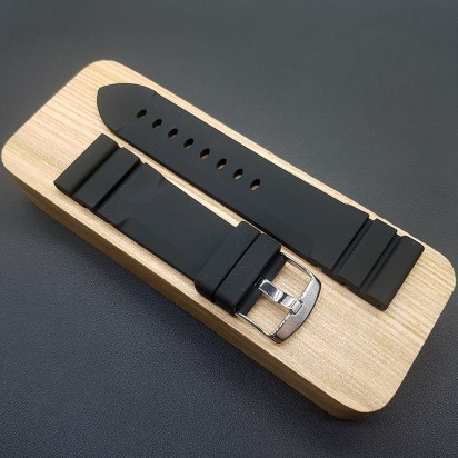 Ремешок каучуковый черного цвета для наручных часов 24 мм BC119-24