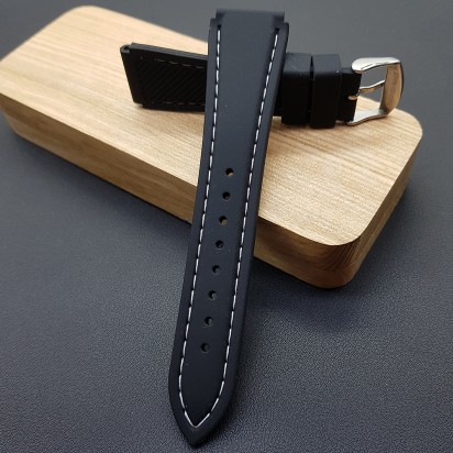 Ремешок каучуковый черного цвета для часов 20 мм BC104-20