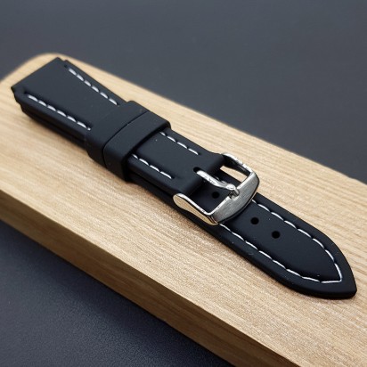 Ремешок каучуковый черного цвета для часов 20 мм BC104-20