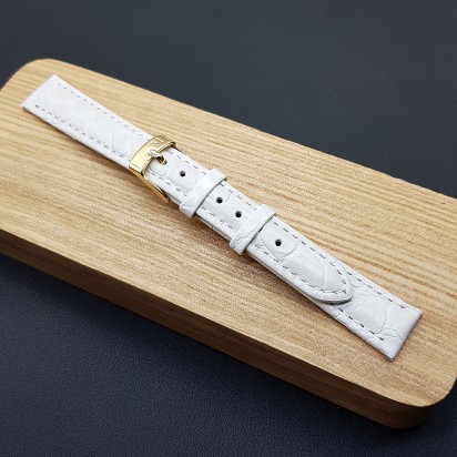 Ремешок белого цвета кожаный для наручных часов 14 мм артикул CRW488-14-12