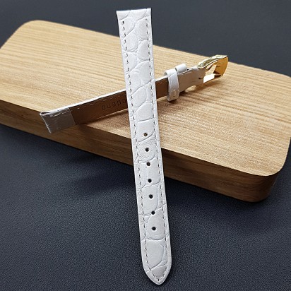 Ремешок белого цвета кожаный для наручных часов 14 мм артикул CRW488-14-12