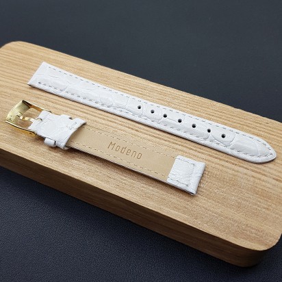 Ремешок белого цвета кожаный для наручных часов 14 мм артикул CRW488-14-12