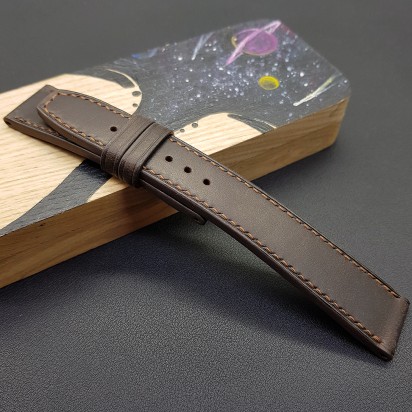 Ремешок темно-шоколадного цвета от RemenMaster для часов 20 мм артикул RM002-20-18 удлиненный