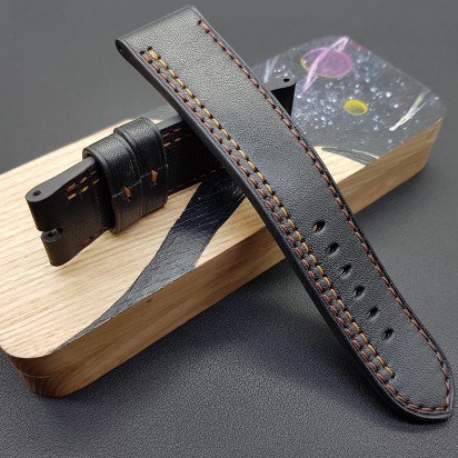 Ремешок черного цвета от RemenMaster для часов 22 мм артикул RM016-22-20