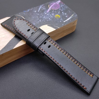 Ремешок черного цвета от RemenMaster для часов 22 мм артикул RM016-22-20