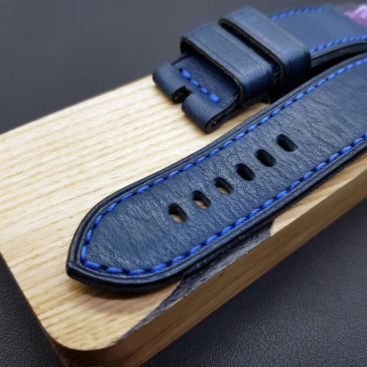 Ремешок синего цвета от RemenMaster для часов 24 мм артикул RM017-24-24