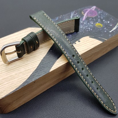 Ремешок темно-зеленого цвета от RemenMaster для часов 14 мм артикул RM019-14-12