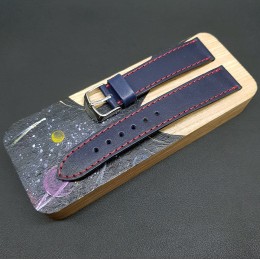 Кожаный синий ремешок ручной работы для часов 22 мм M192-22-20