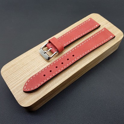 Кожаный красный ремешок REMEN для часов 20 мм M244-20-18