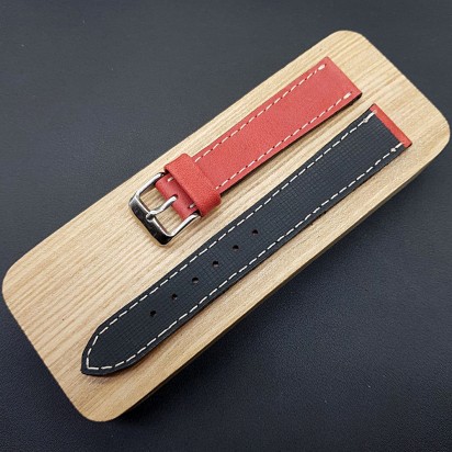 Кожаный красный ремешок REMEN для часов 20 мм M244-20-18