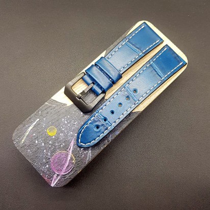 Кожаный ремешок RemenMaster синего цвета для часов 24 мм M246-24-20