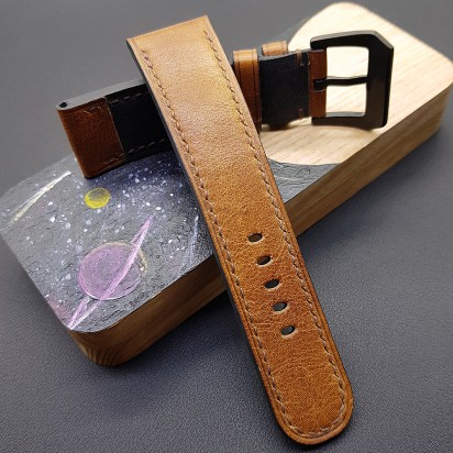 Авторский кожаный ремешок ручной работы для часов 24 мм M267-24-22