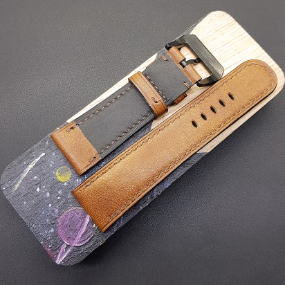 Авторский кожаный ремешок ручной работы для часов 24 мм M267-24-22