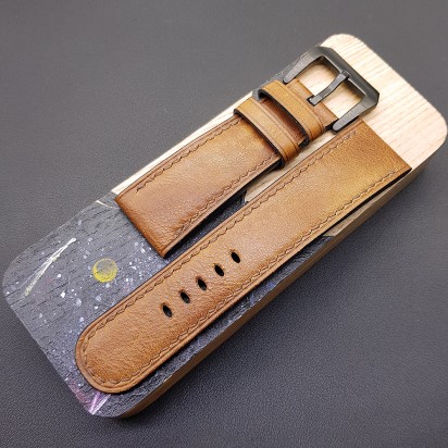 Авторский кожаный ремешок ручной работы для часов 24 мм M267-24-22