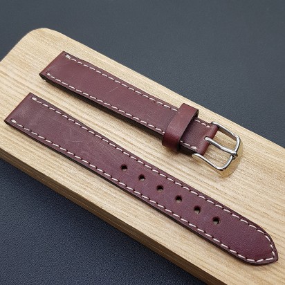 Кожаный ремешок RemenMaster цвет марсала для часов 16 мм M268-16-14