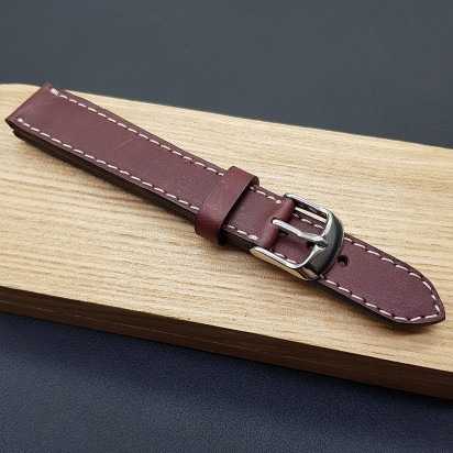 Кожаный ремешок RemenMaster цвет марсала для часов 16 мм M268-16-14