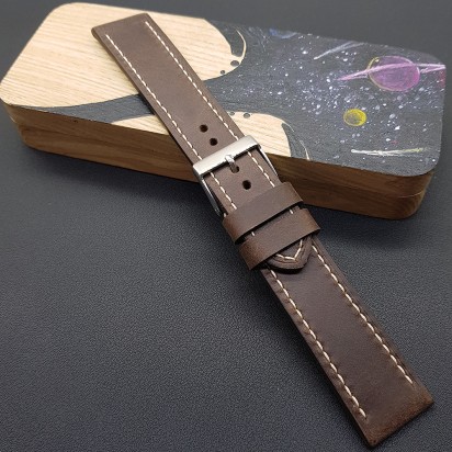 Кожаный ремешок RemenMaster цвет темно-коричневый для часов 22 мм M270-22-20